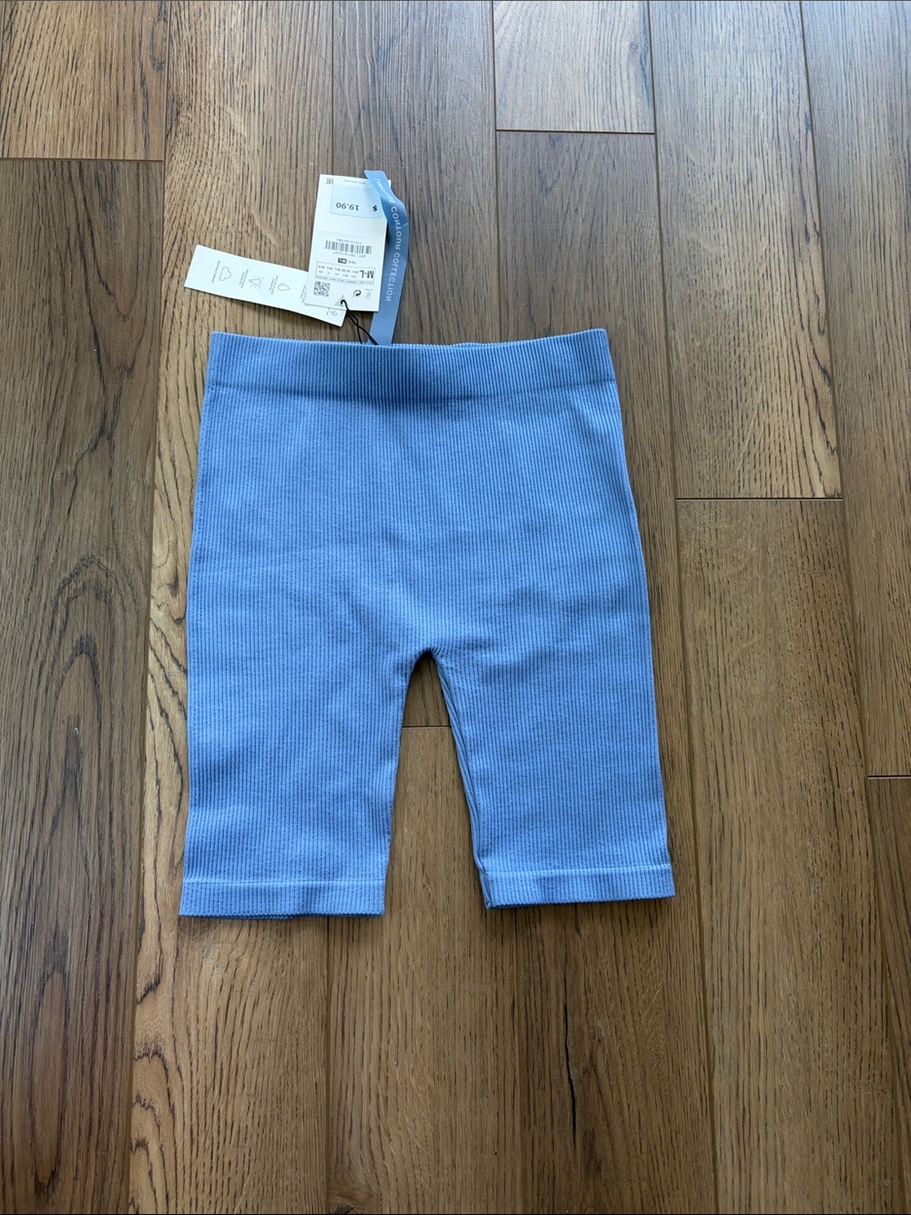 Zara | Light Blue Ribbed Biker Shorts